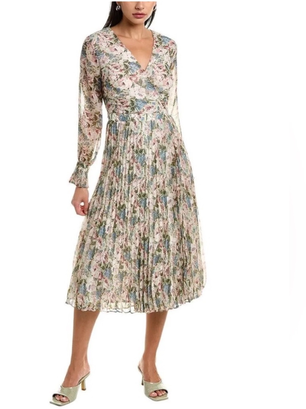 En Saison Floral Pleated Wrap Dress Women's S NWT